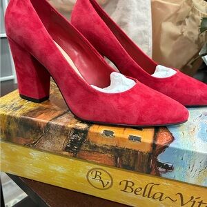 Bella Vita Women's Vibrant Red Suede Heels